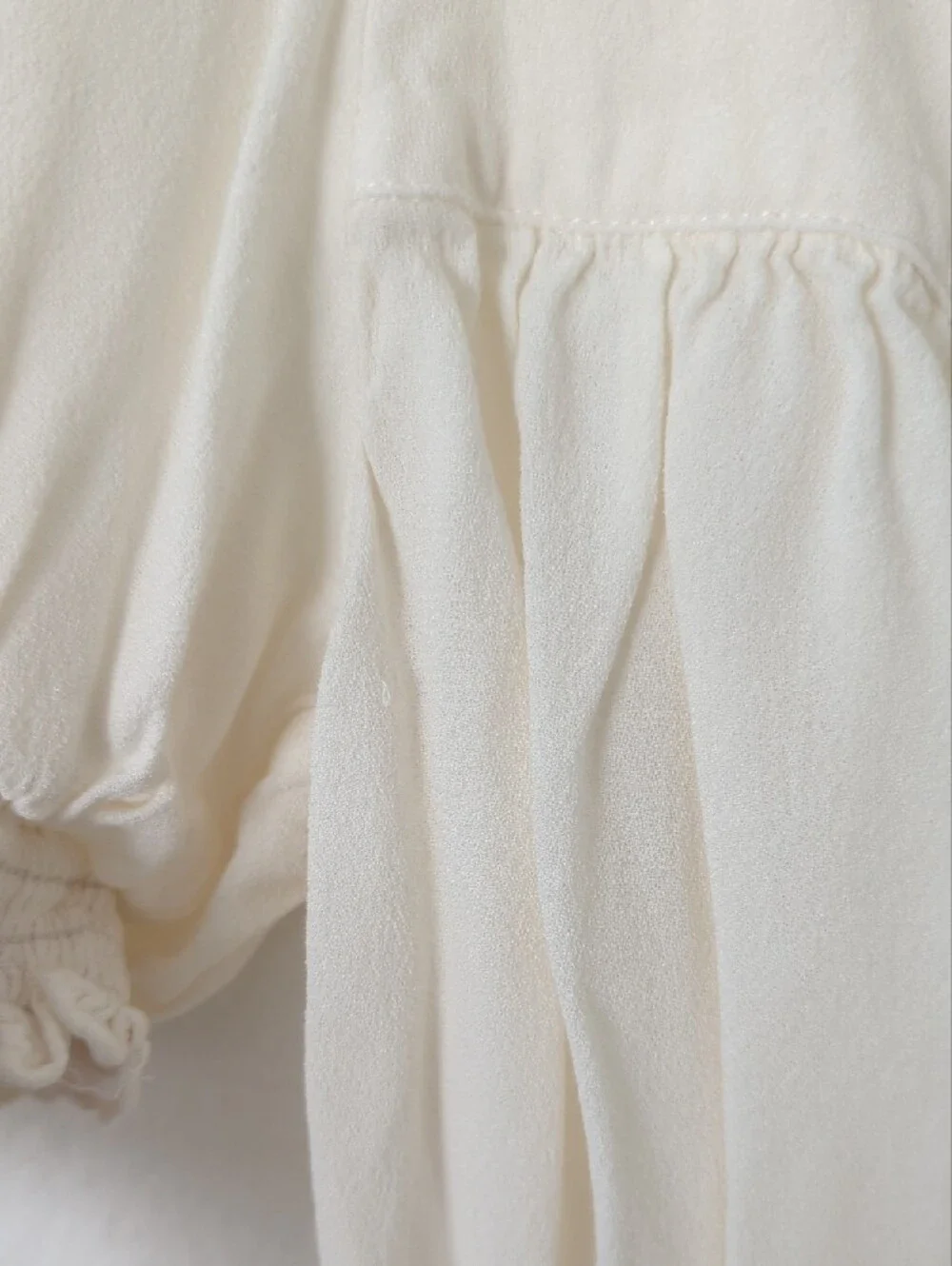 Reformation Ivory Square Neck Puff Sleeve Top
